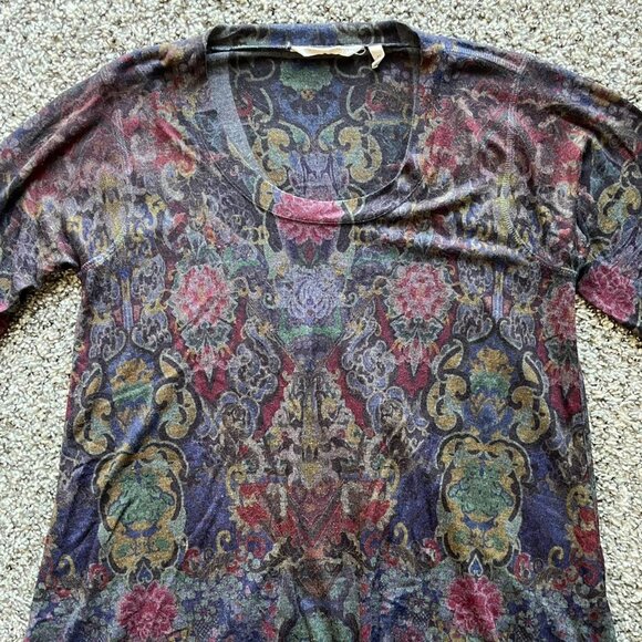 Soft Surroundings Multicolored Floral VNeck Long Sleeve Top, Petite Small Shirt - Picture 2 of 6